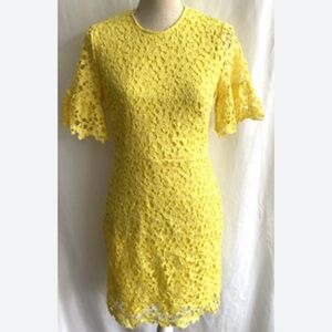 Aqua Yellow Lace Mini Dress